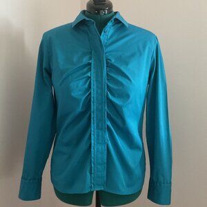 Talbots Teal Cotton Longsleeve Blouse